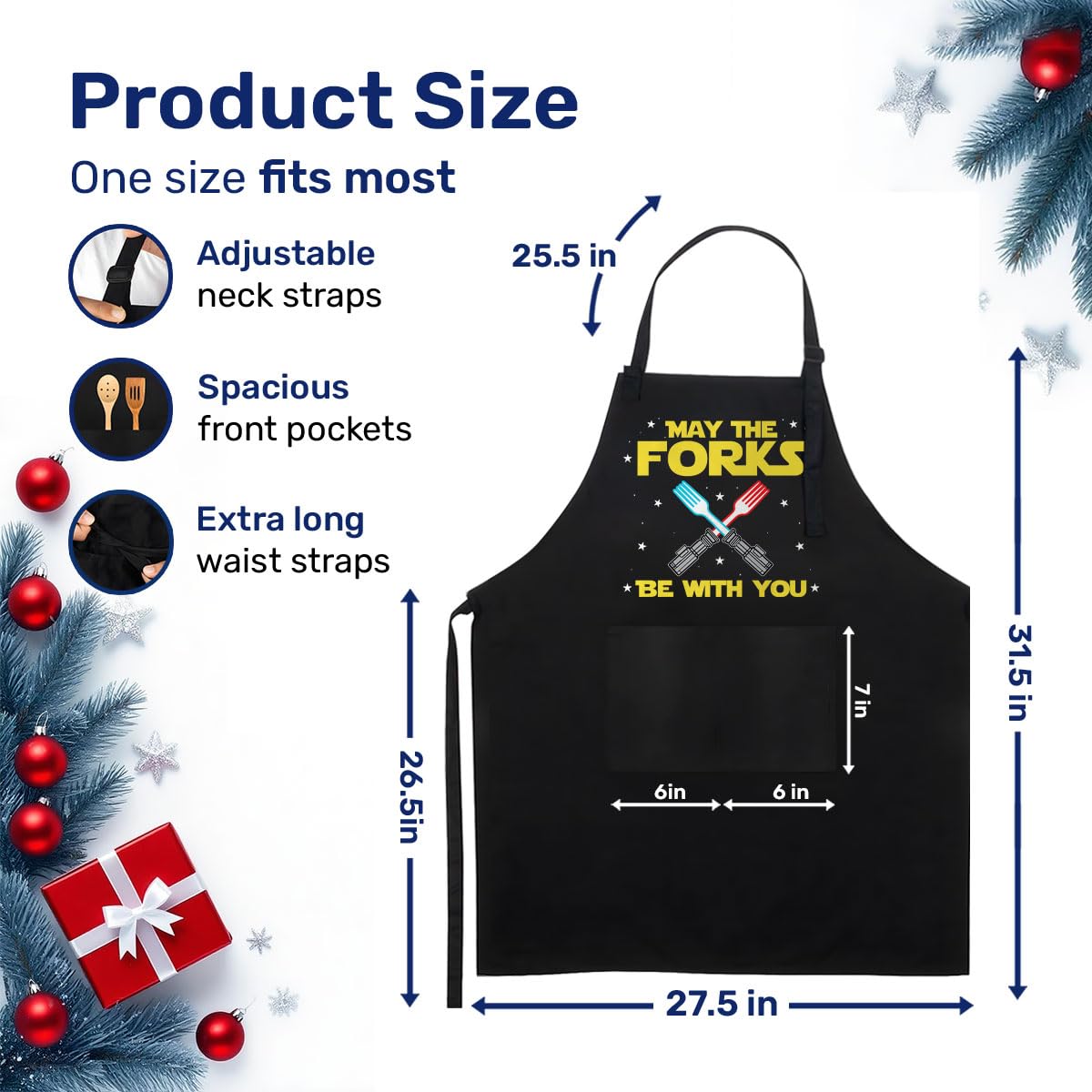 Delantal CENGEZA diseño divertido, regalo ideal para Navidad