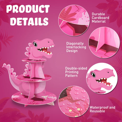Detalle de impresión doble cara: diseño dinosaurio rosado de Censen.