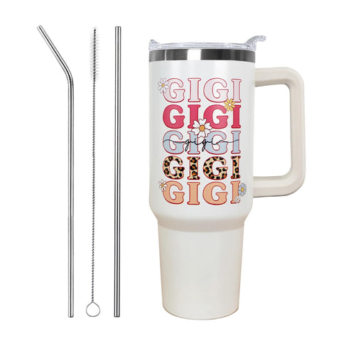Ceovfoi Gigi 40oz vaso térmico con asa y tapa para transporte cómodo.