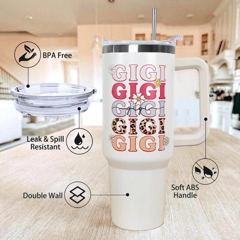Ceovfoi Gigi 40oz vaso térmico con diseño leopard para estilo diario.