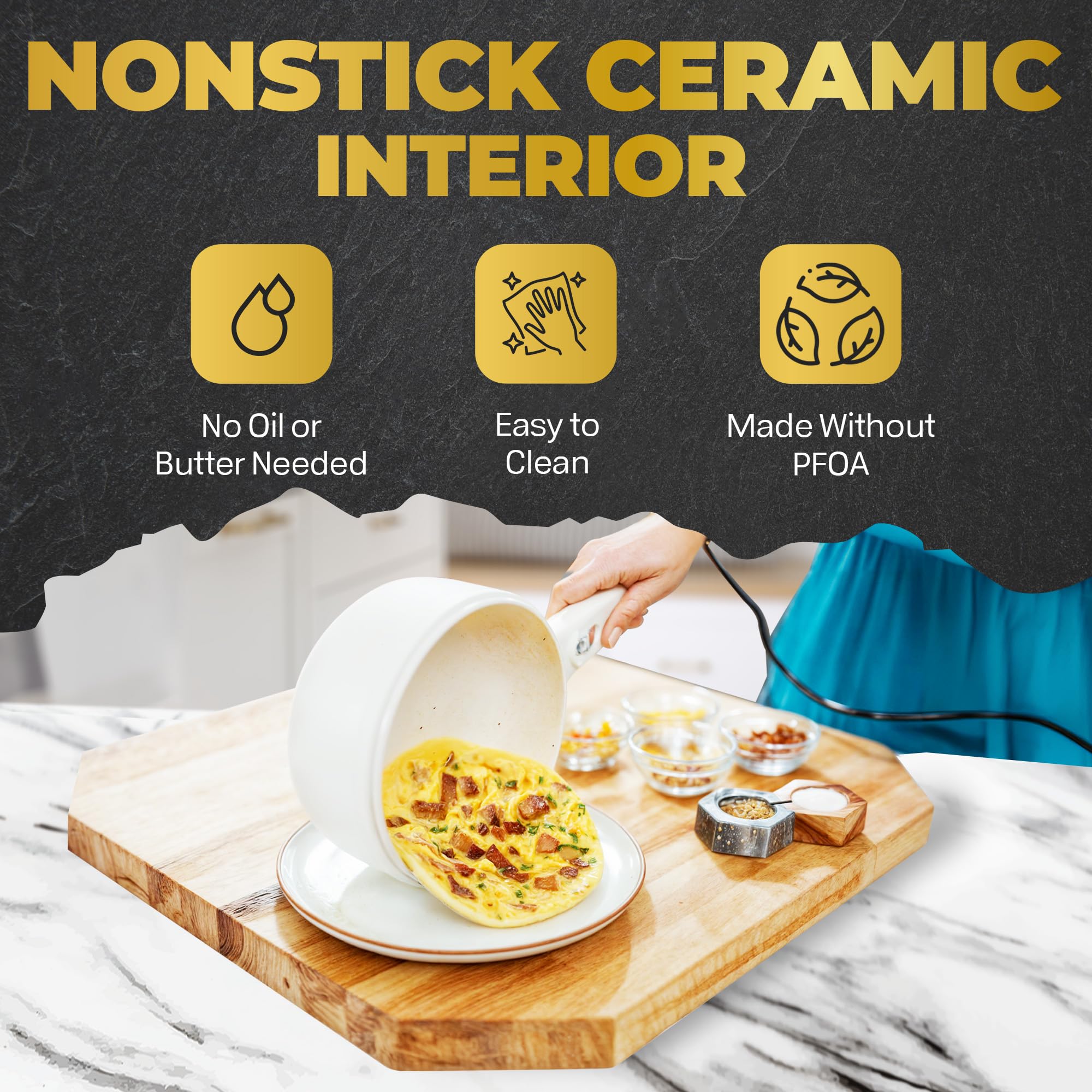 CERAMAX comparado con utensilios para mostrar tamaño portátil