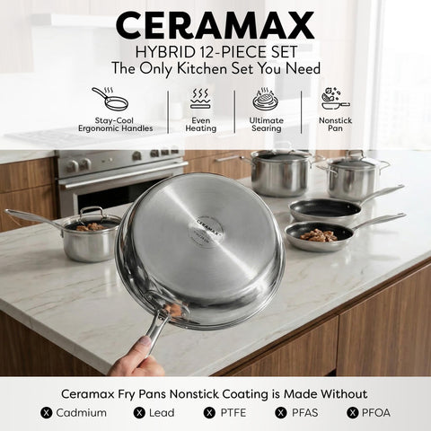 CERAMAX sartén dentro del horno dorando un gratinado, resistente a altas temperaturas
