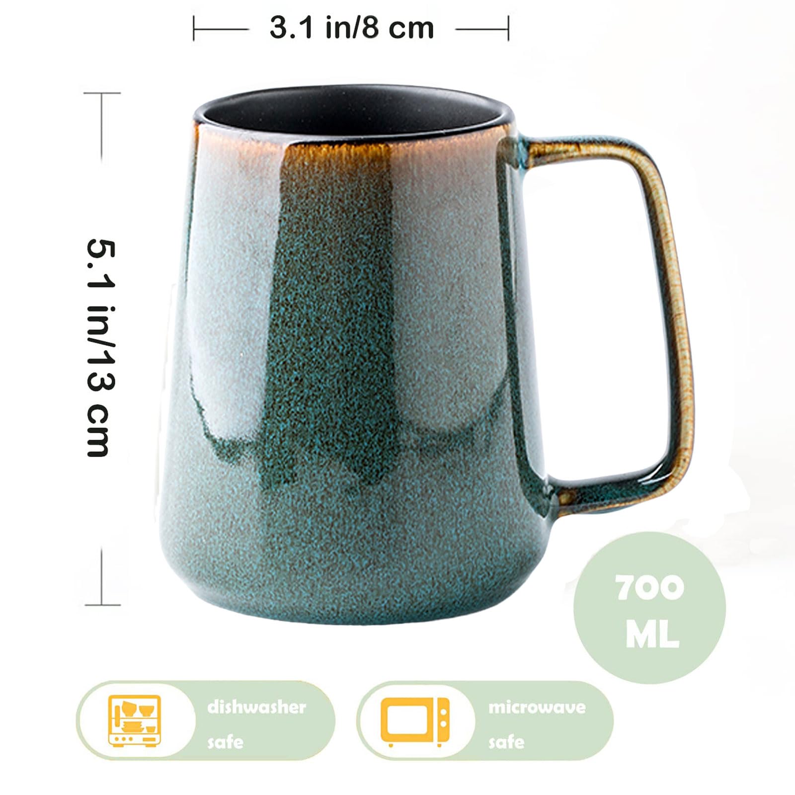 Taza Ceraozmus con manija grande, fácil de sostener durante el día.