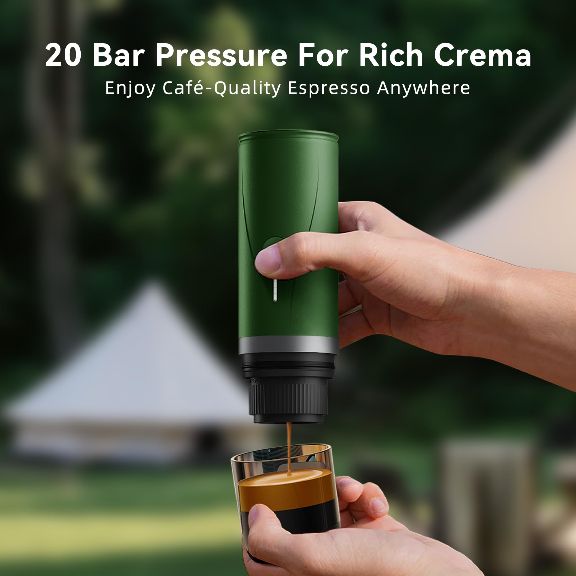CERA+ cafetera espresso portátil, sistema dos en uno para cápsulas NS o café molido.