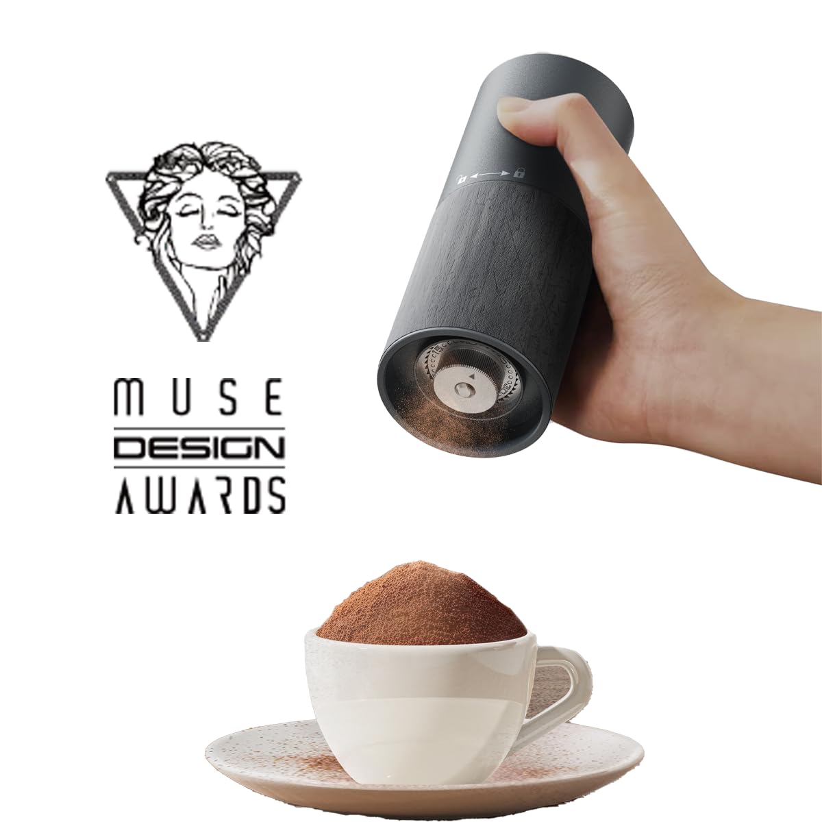 CERA+ Molino portátil, selector de 90 configuraciones para espresso y otros métodos
