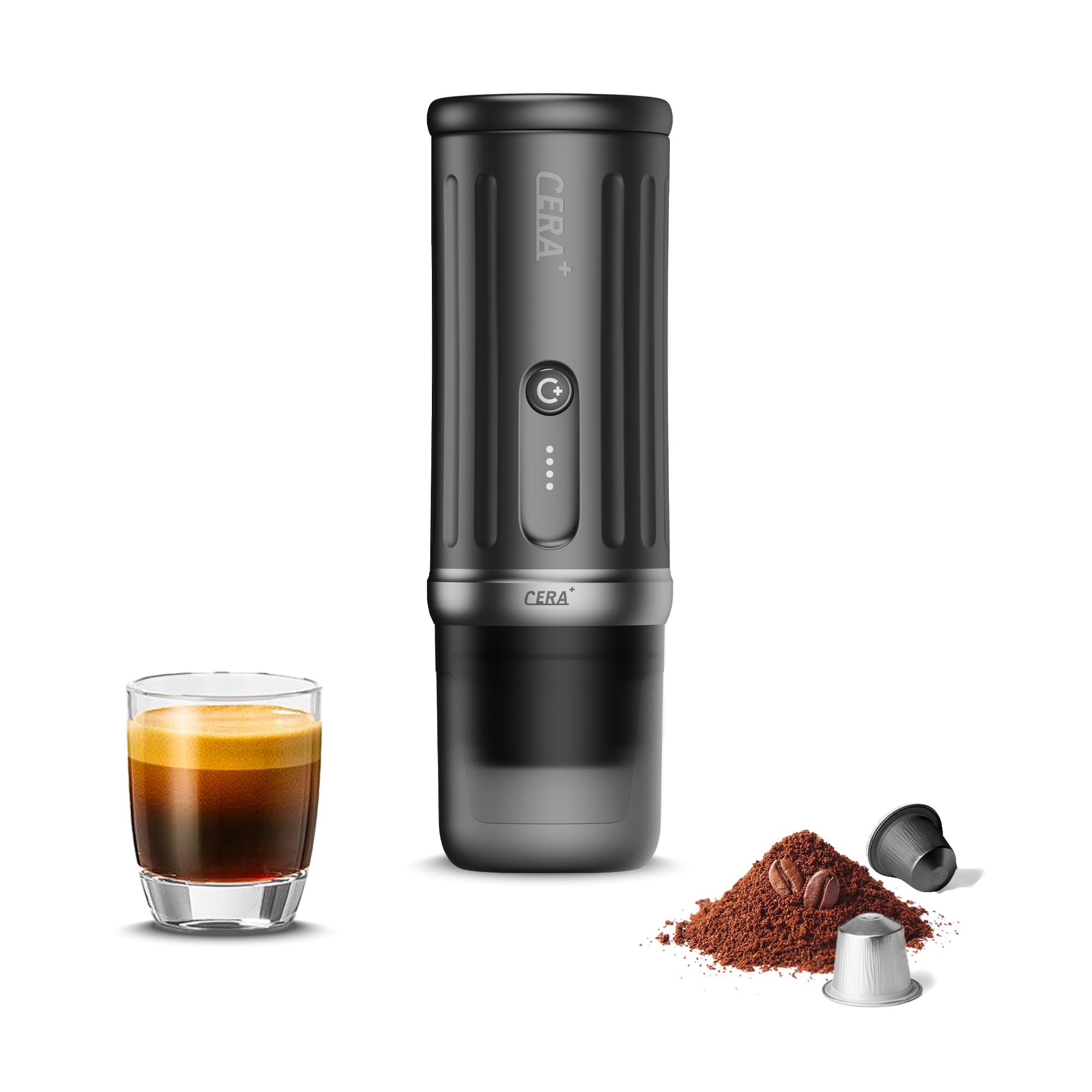 CERA+ Cerapresso portátil: 8 tazas por carga, ideal para camping y viajes.