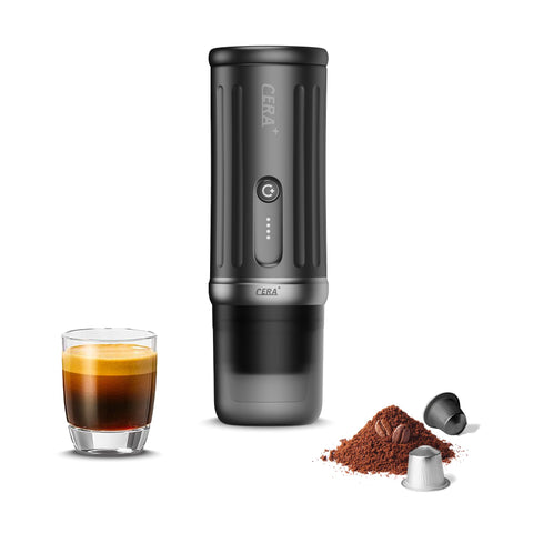 CERA+ Cerapresso portátil: 8 tazas por carga, ideal para camping y viajes.