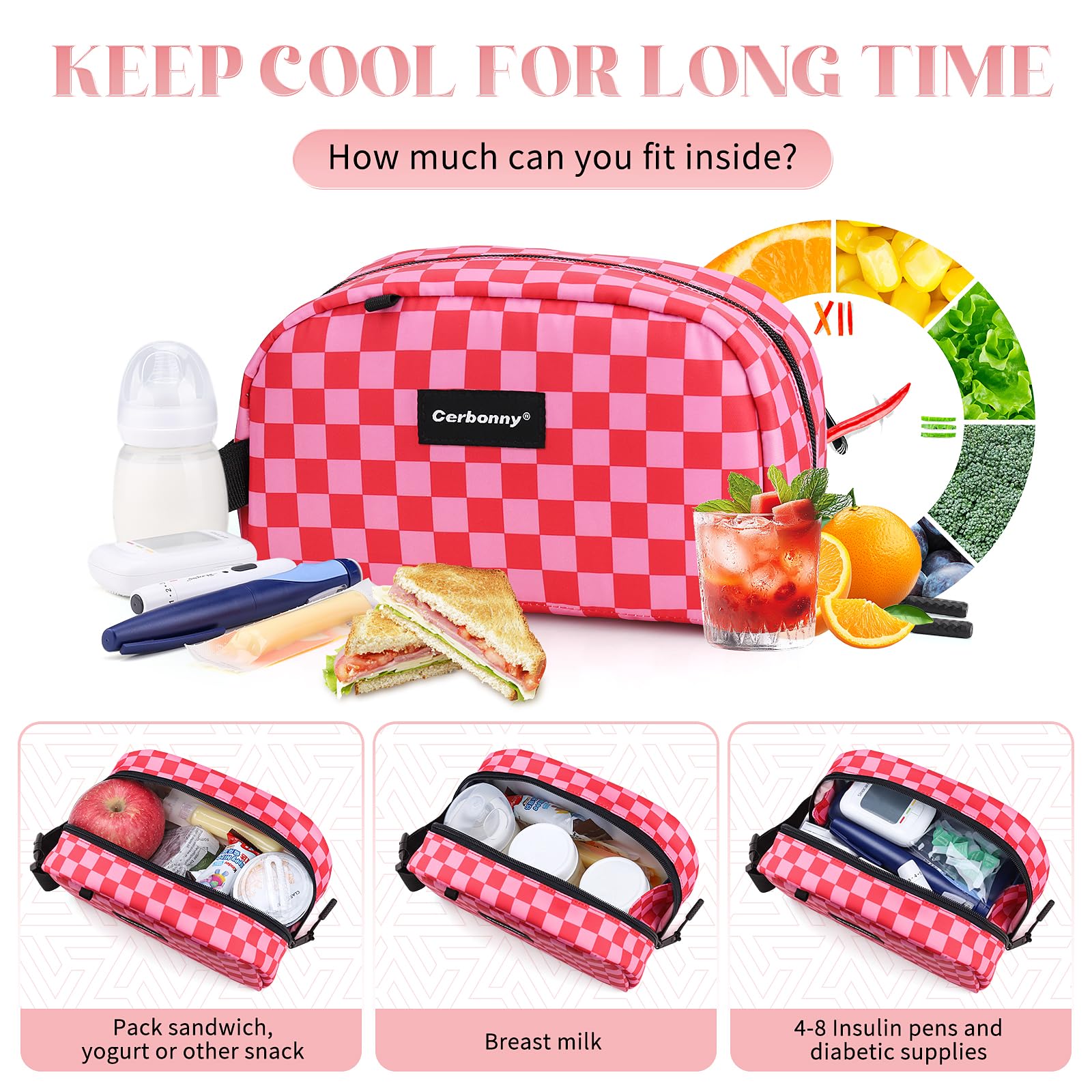 Cerbonny interior rectangular compacto para bocadillos y bebidas