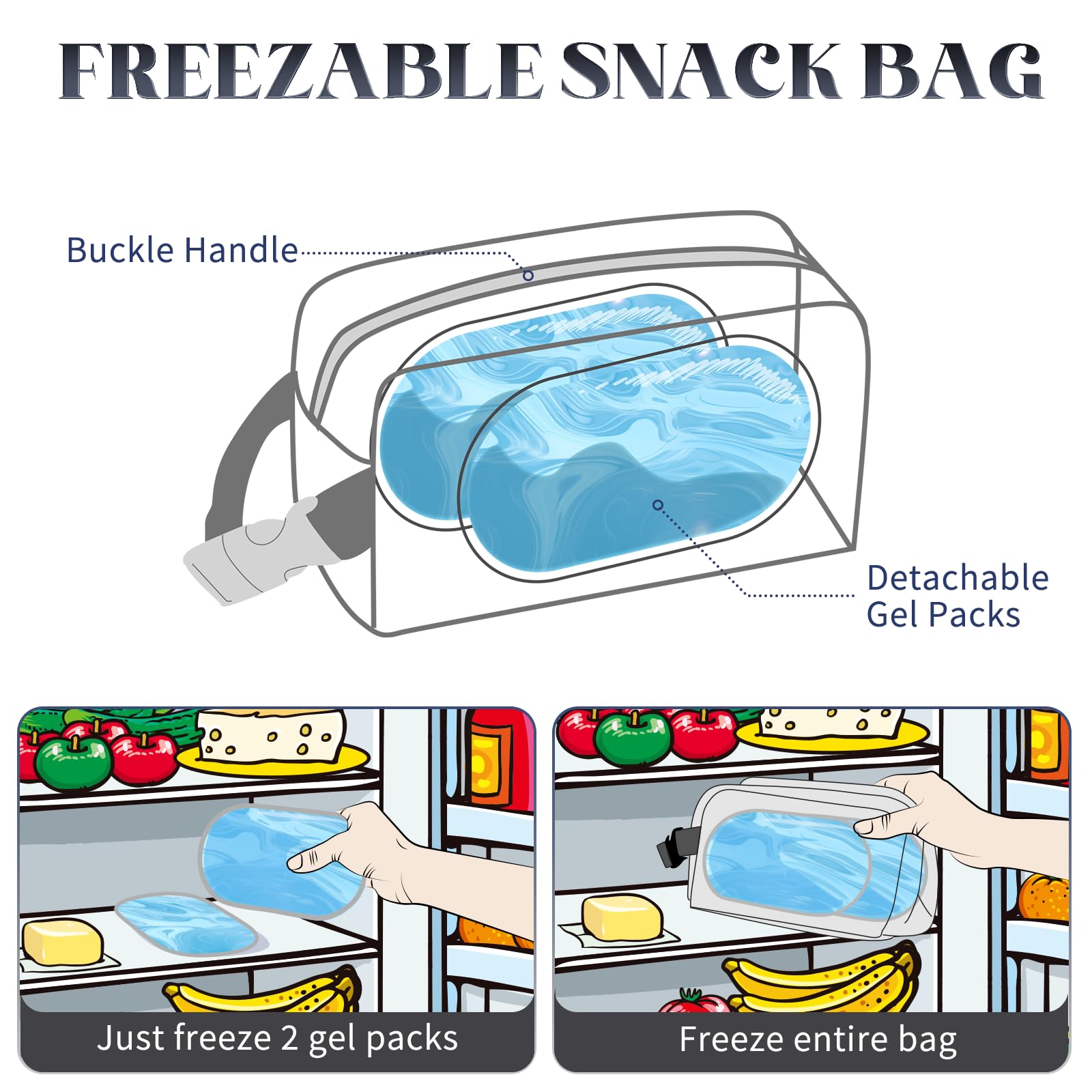 Cerbonny mini-bolsa con packs de gel-destacables para flexibilidad de uso.