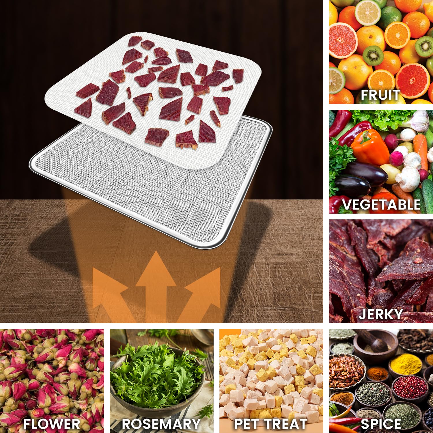 Cercker bandeja silicona para deshidratado de frutos secos.