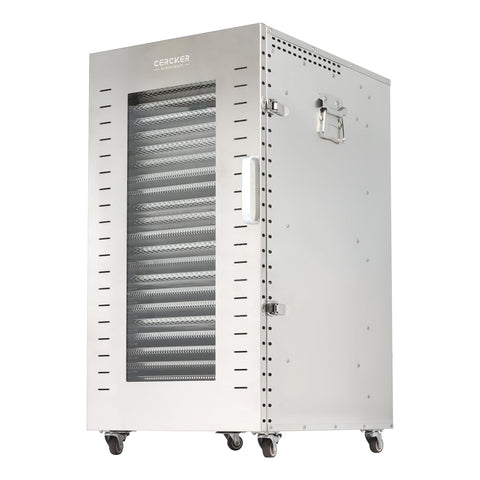 Cercker deshidratador 22 bandejas, vista frontal, gran capacidad para carnes y frutas.