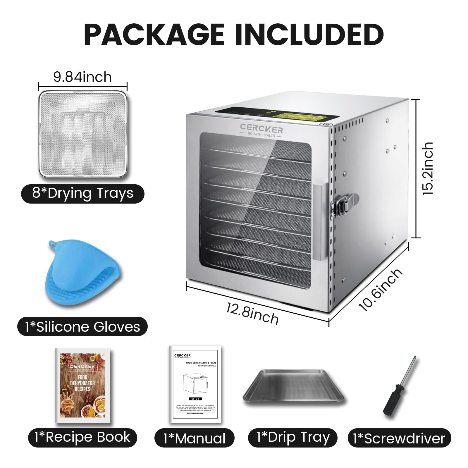 Cercker Deshidratador de gran capacidad para frutas, verduras y carnes.