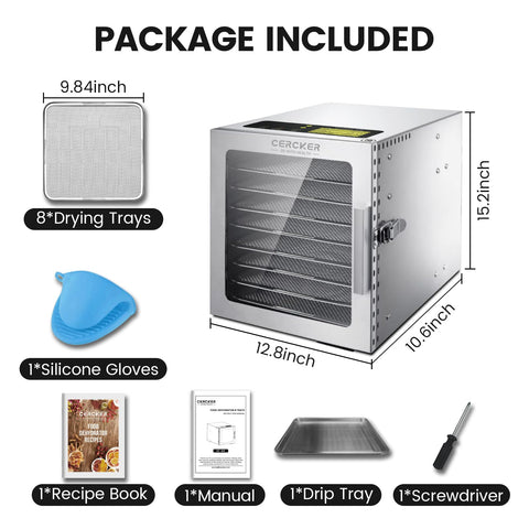 Cercker Deshidratador de gran capacidad para frutas, verduras y carnes.