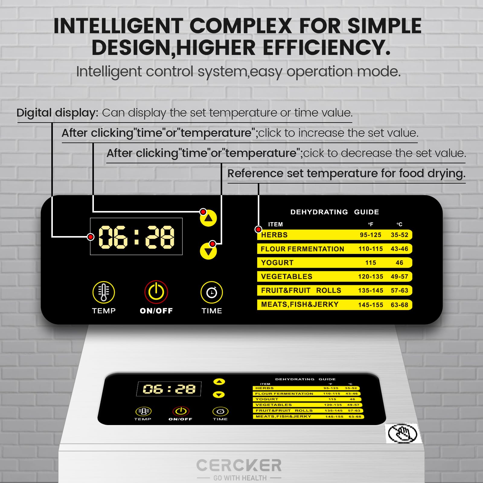 Cercker Deshidratador con control de temperatura para resultados consistentes.