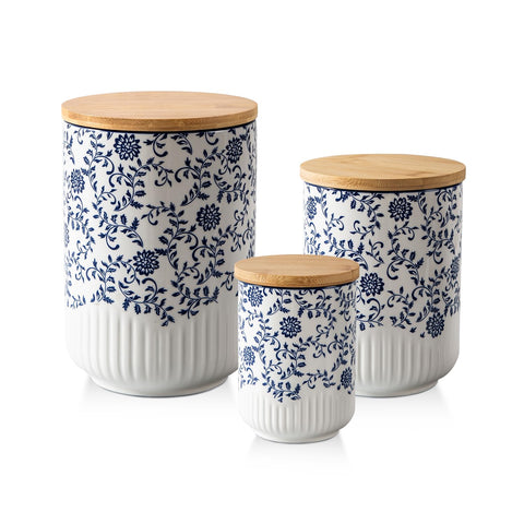 Conjunto de jarras cerámicas Cerkik en azul, ideal para organización en la encimera.
