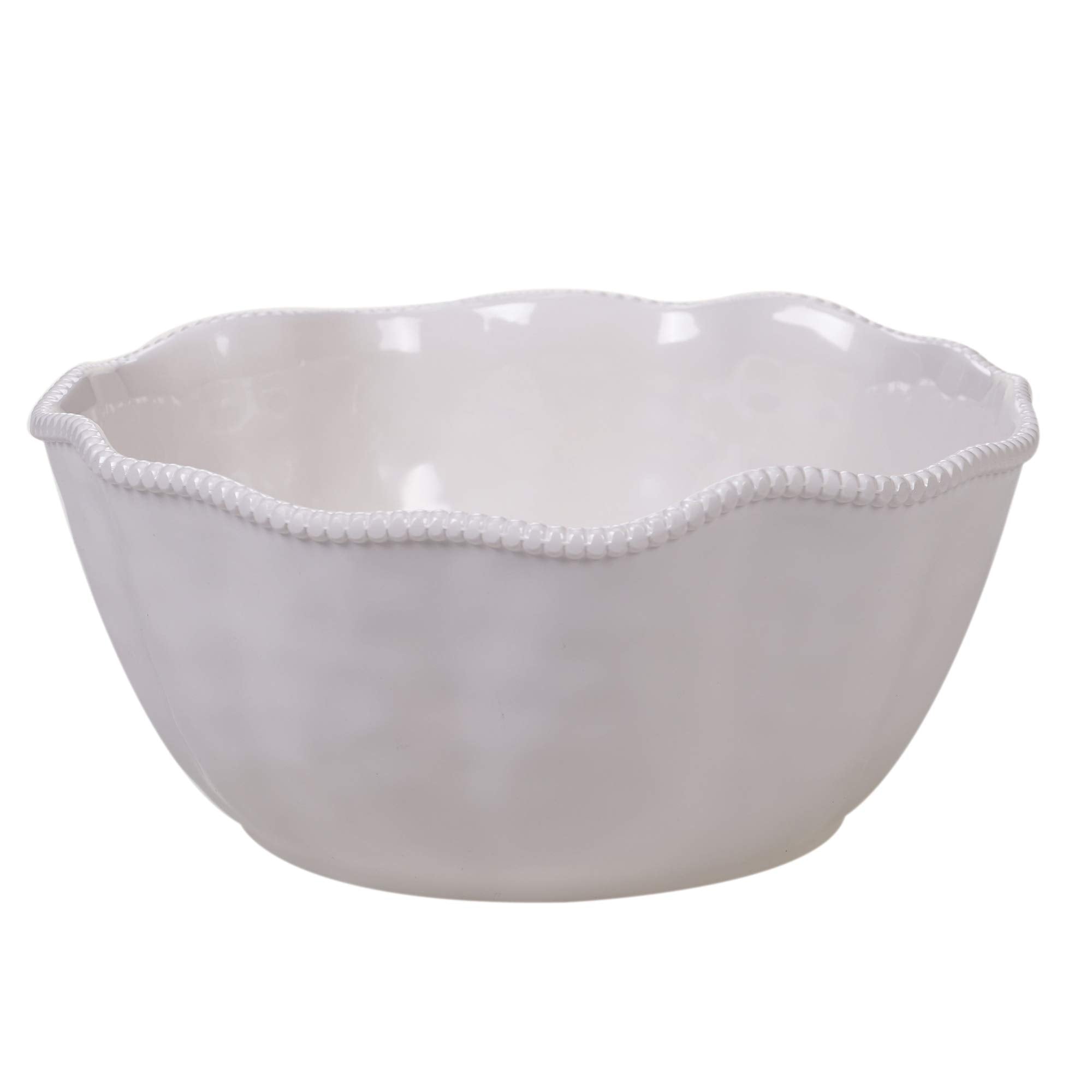 Cuenco profundo Perlette Crema de Certified International con borde perlado, perfecto para porciones.