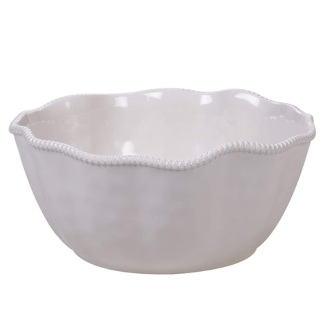 Cuenco profundo Perlette Crema de Certified International con borde perlado, perfecto para porciones.
