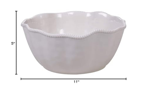 Vista general del cuenco Perlette Crema 11x5, ideal para cenas informales al aire libre.
