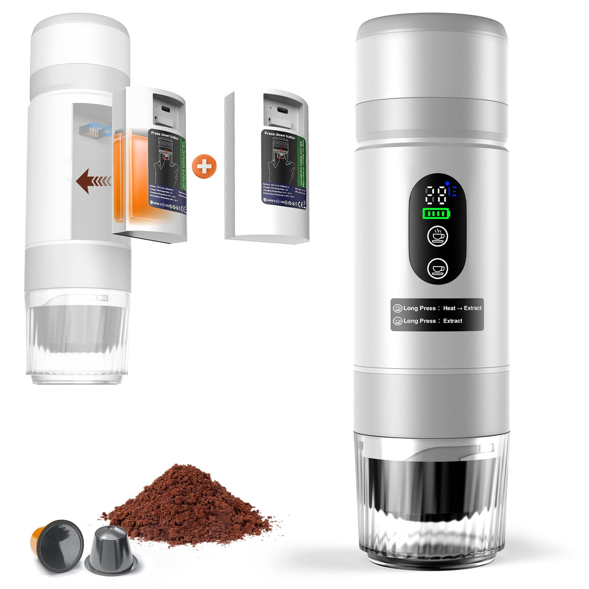 Ceshu cafetera portátil con baterías removibles, ideal para viajes