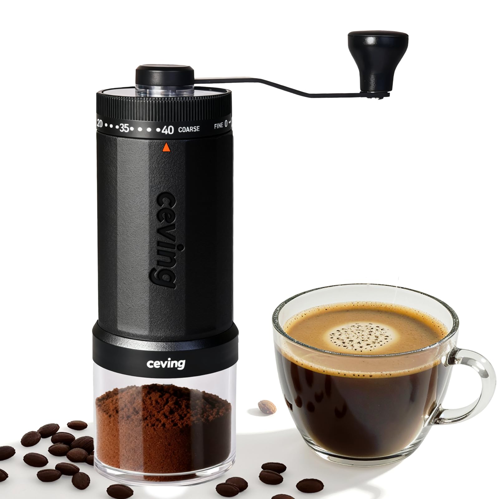 CEVING molinillo manual 60 g, gran capacidad para varias tazas y menos recargas.