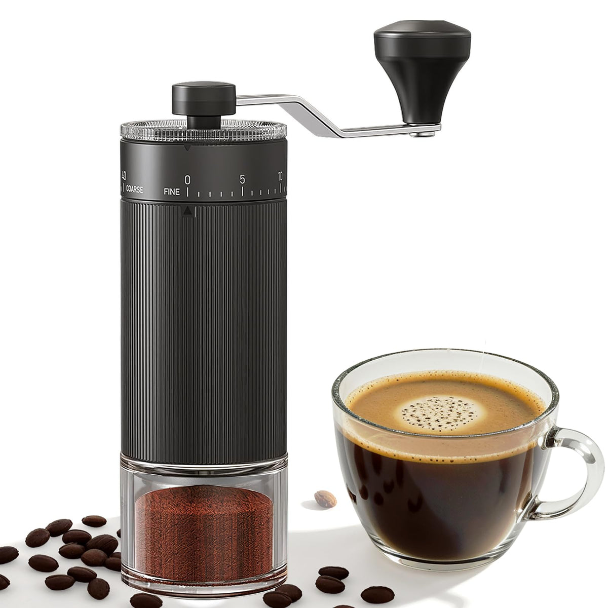 CEVING molino manual con ajustes externos para café expreso y filtrado.