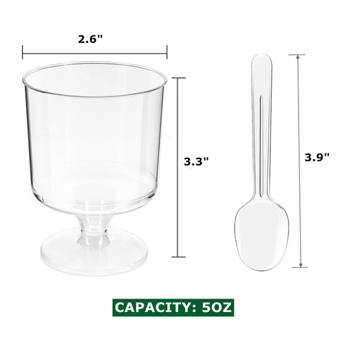 CEZOOWYEX conjunto de vasos postre 5oz con cucharas incluidas