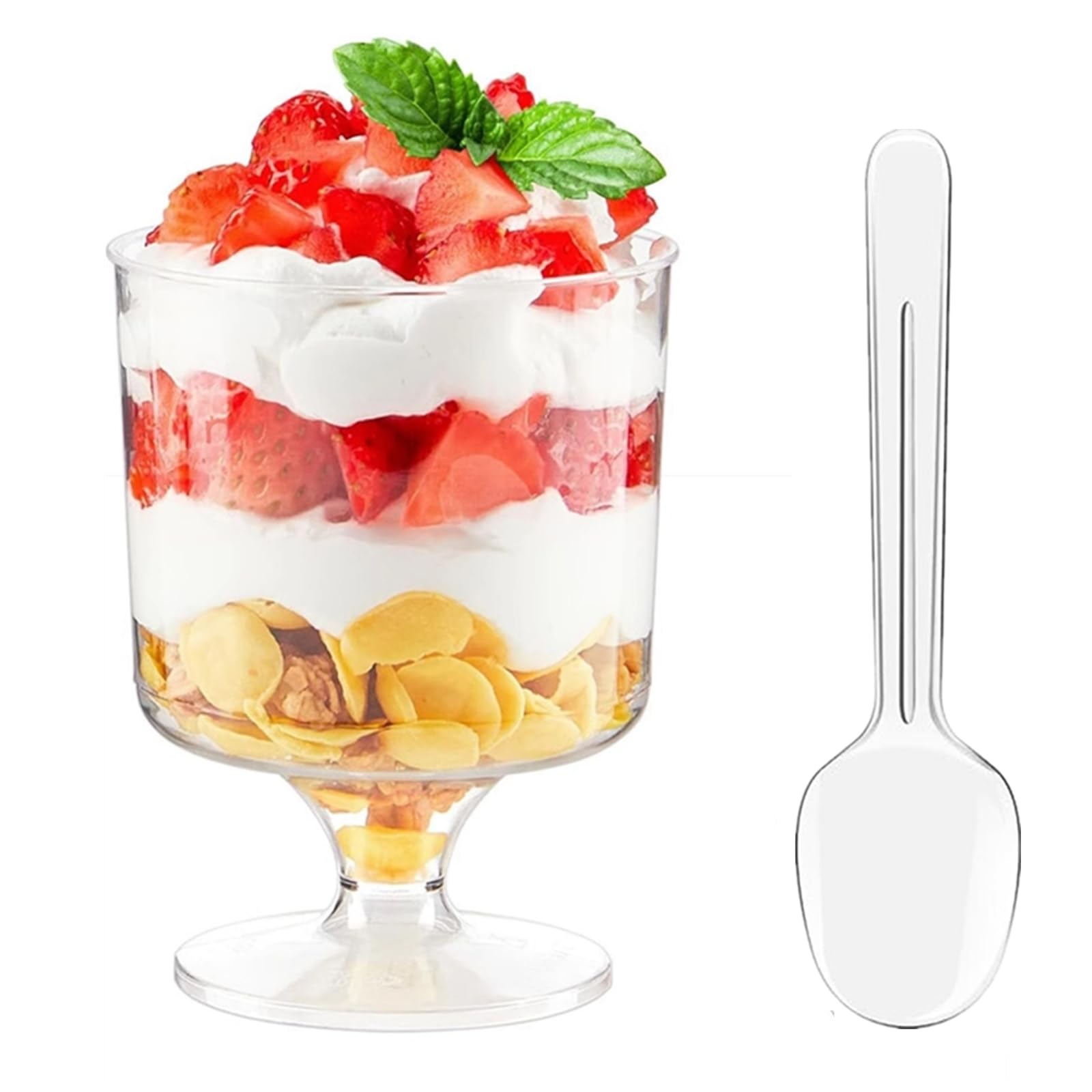 CEZOOWYEX vasos postre 5oz con cucharas, ideales para porciones en fiestas
