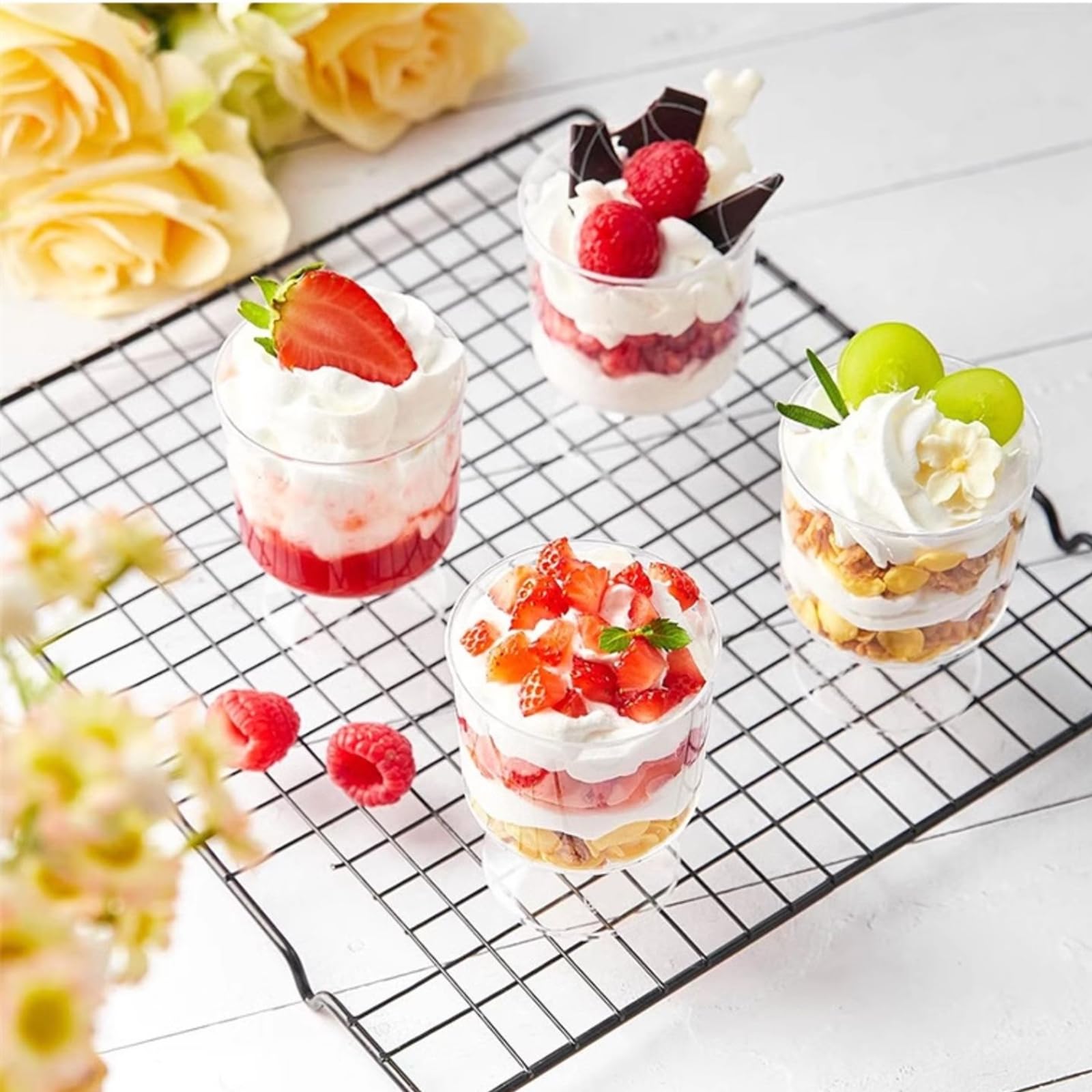 CEZOOWYEX vasos postre reutilizables con cucharas, opción práctica