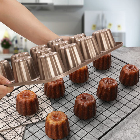 CGGYYZ canelé molde 12 cavidades dorado para hornear en casa.