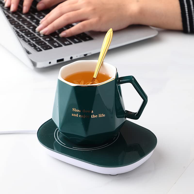 CGHWBEA Taza diamante de cerámica de 13,5 oz para bebidas calientes