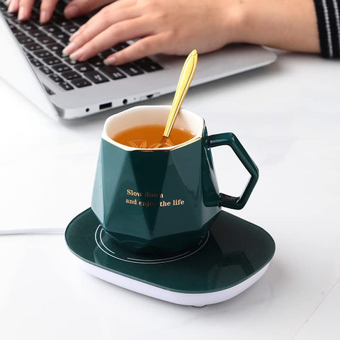 CGHWBEA Taza diamante de cerámica de 13,5 oz para bebidas calientes