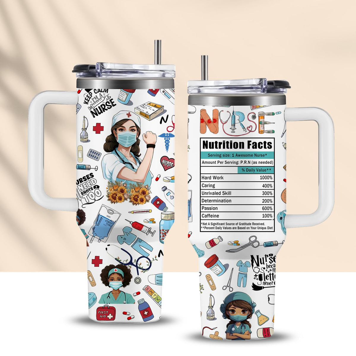 Vaso CGMIBAS con diseño de enfermera creativo para orgullo profesional.