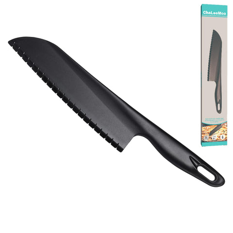 ChaLeeMoo cuchillo nylon serrado, ideal para cortar pasteles sin rayar superficies antiadherentes.