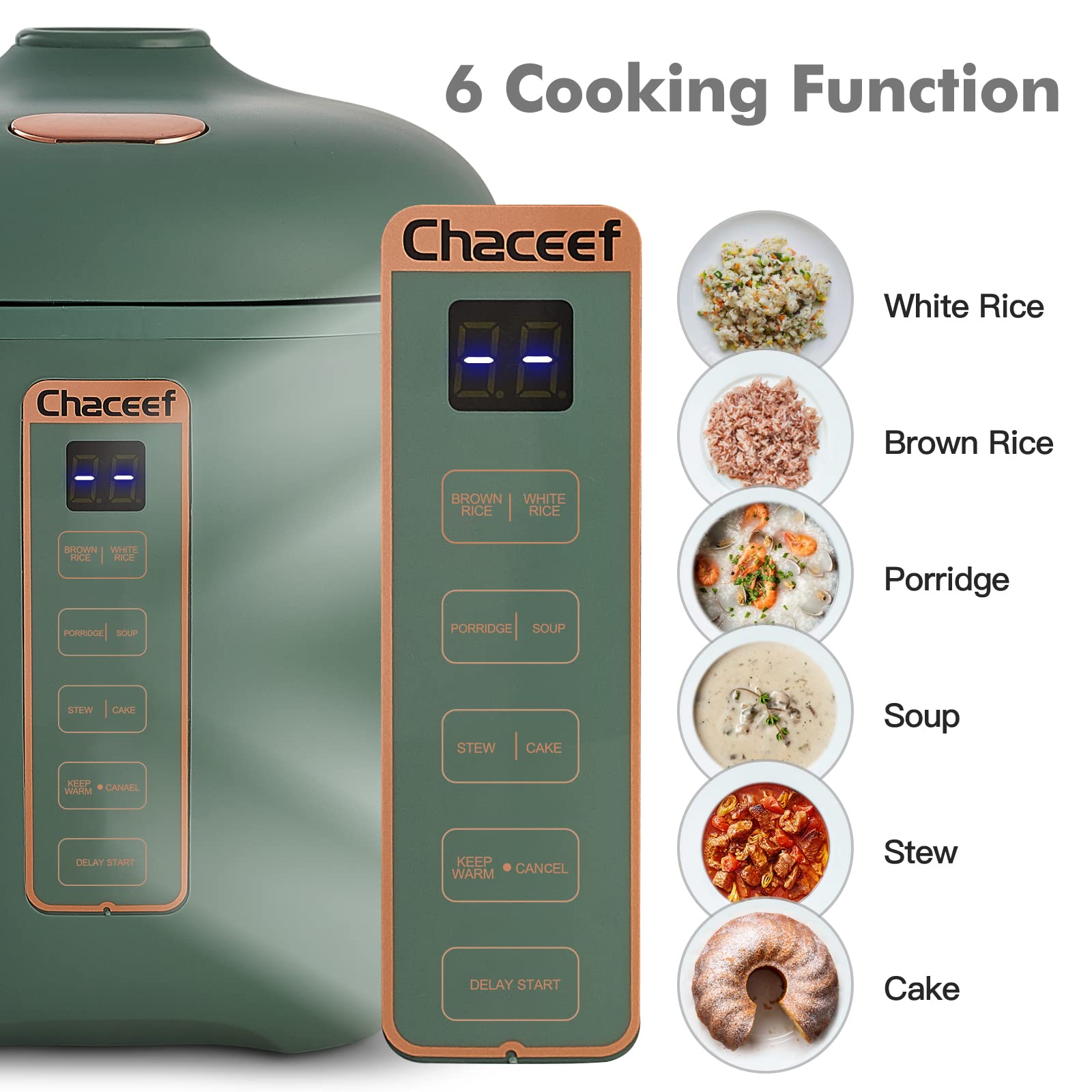 CHACEEF mini arrocera, recipiente interno desmontable para fácil limpieza.