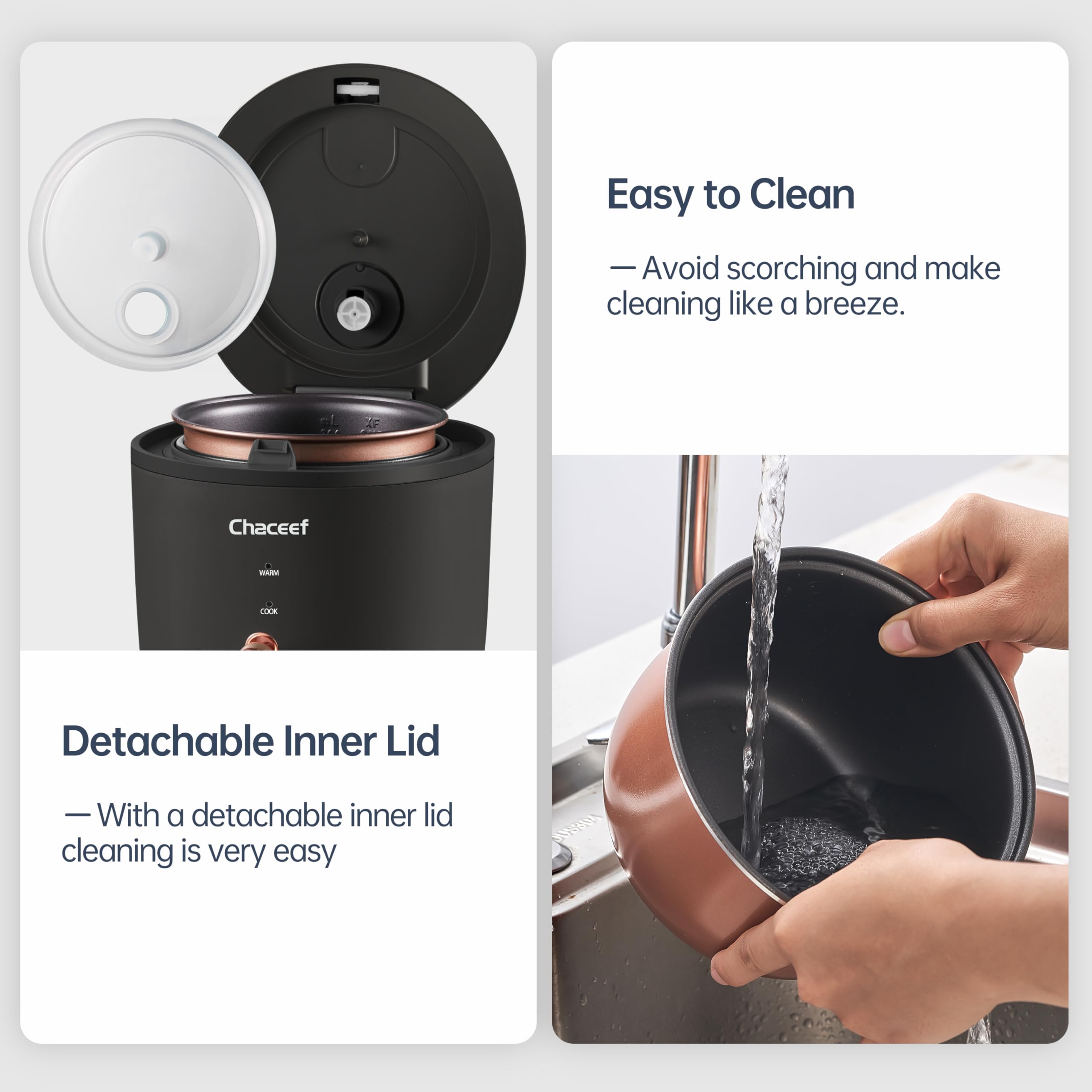 CHACEEF olla arrocera de 2 tazas crudas, ideal para 1–2 personas