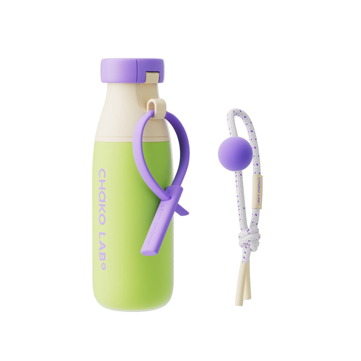 CHAKO LAB botella aislada con dos correas para viajar con comodidad.