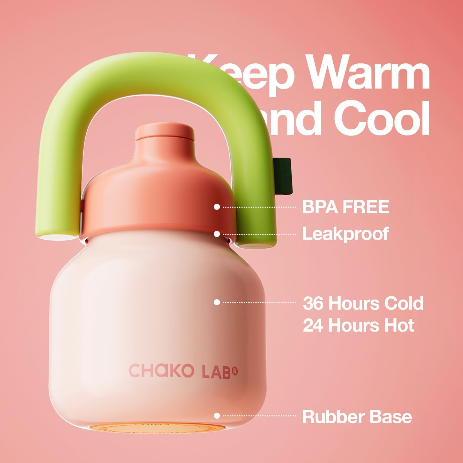 CHAKO LAB boca ancha con aislamiento mantiene bebidas frías