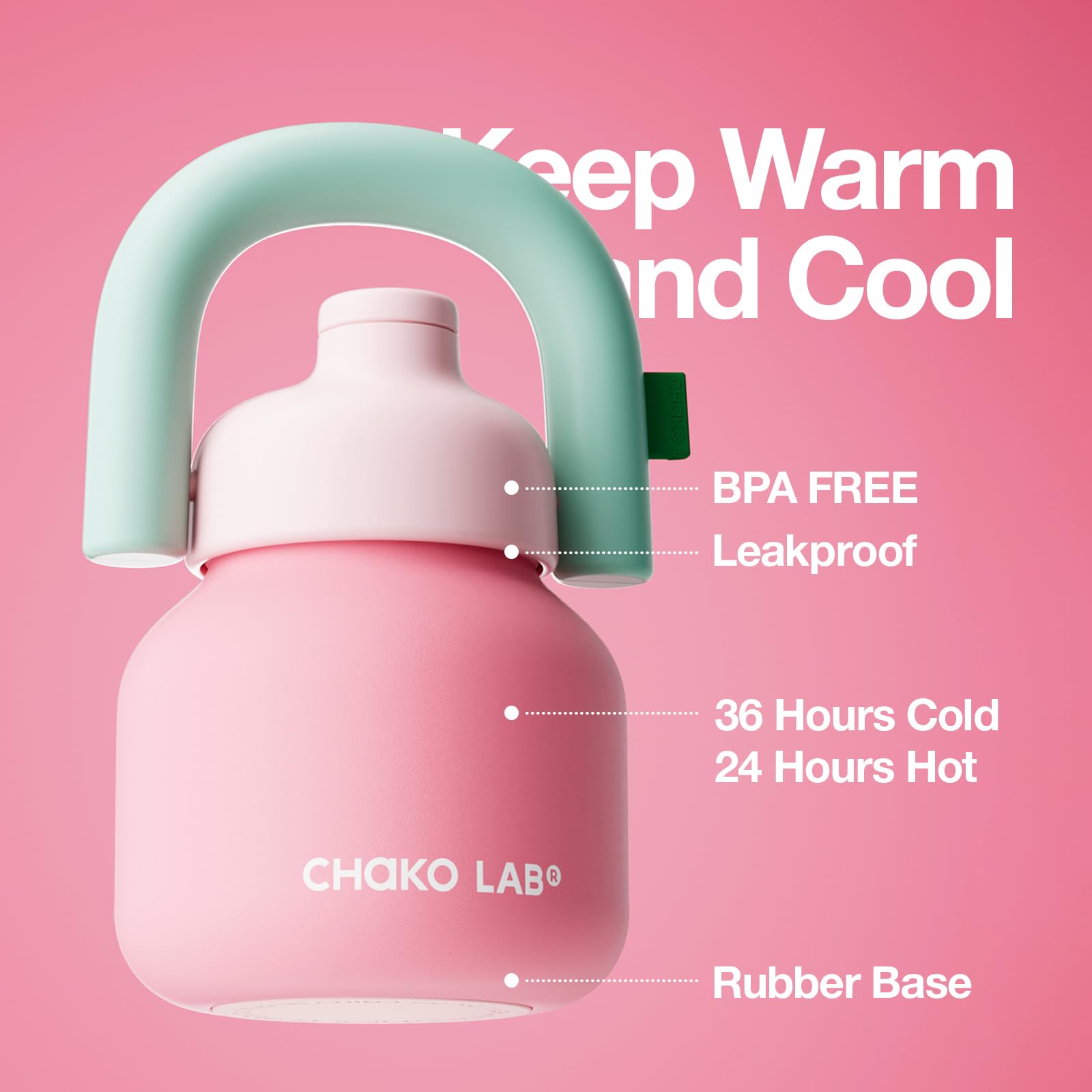 CHAKO LAB botella con paja de silicona facilita beber en movimiento.