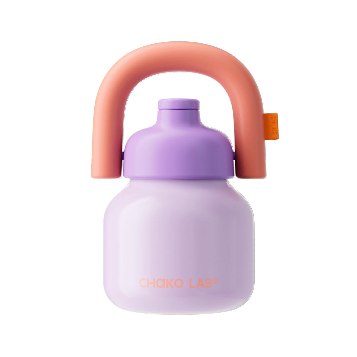 Botella CHAKO LAB vista frontal, diseño ergonómico para uso diario.