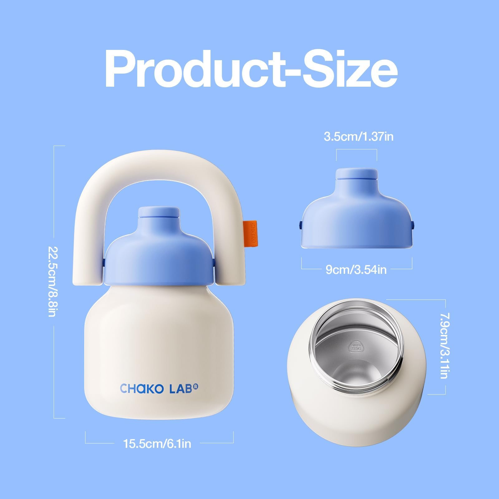CHAKO LAB botella, fondo antideslizante que se mantiene estable.