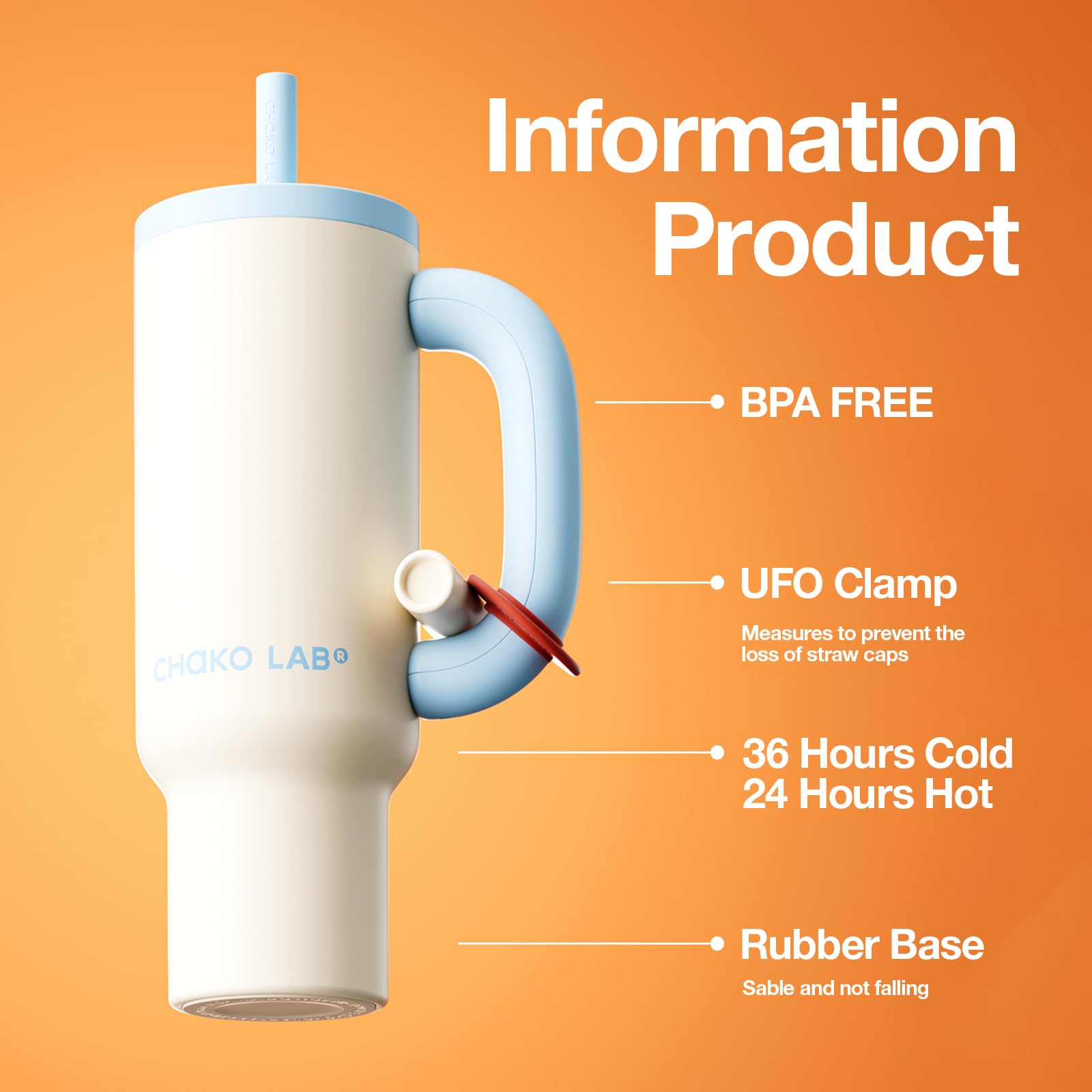 CHAKO LAB tapa con pajilla integrada, ideal para beber sin parar al moverse.