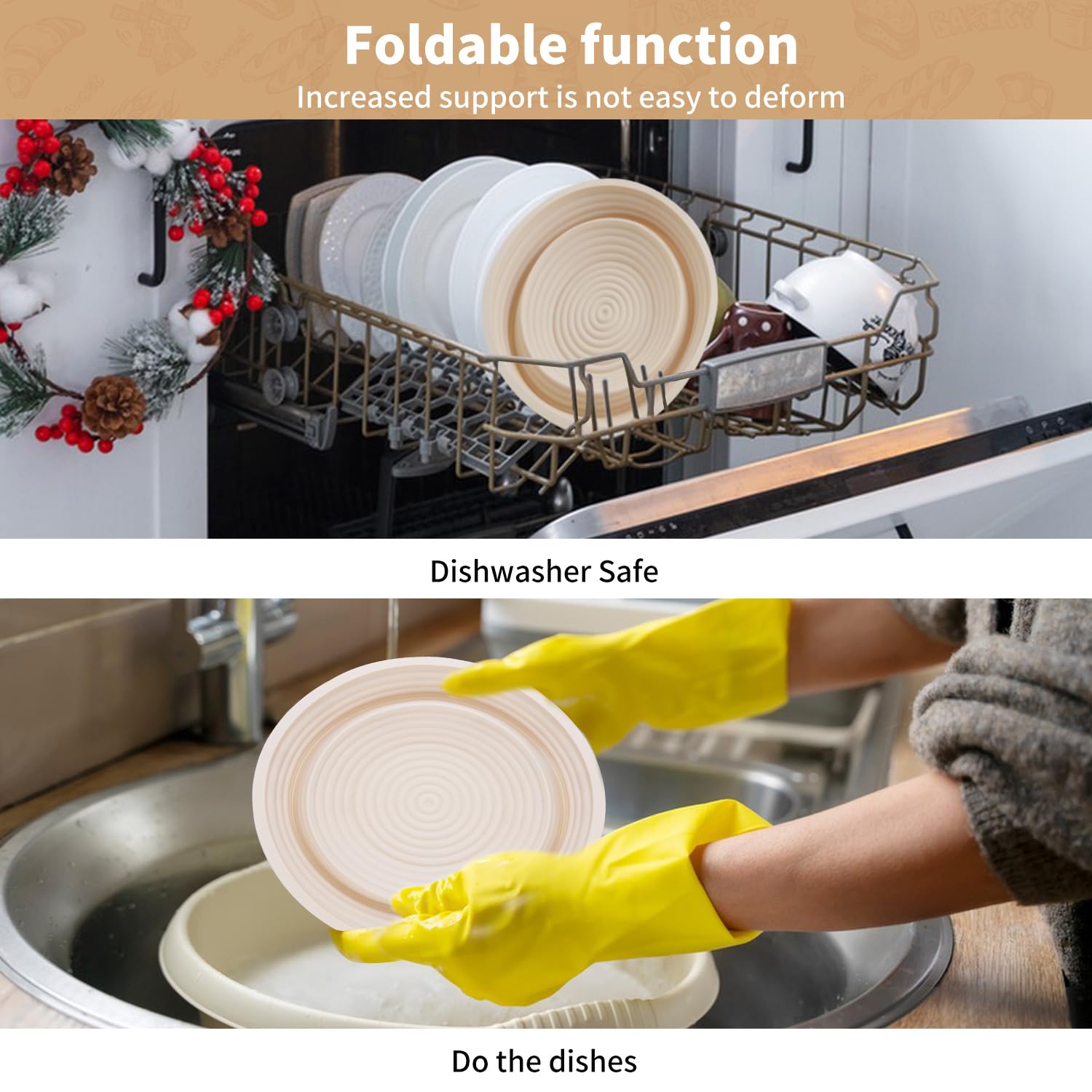 Cham-X silicona resistente al calor hasta 446°F, apta para horno y microondas.