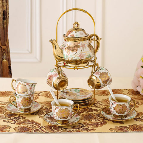CHANJOON estante de almacenamiento en porcelana dorada