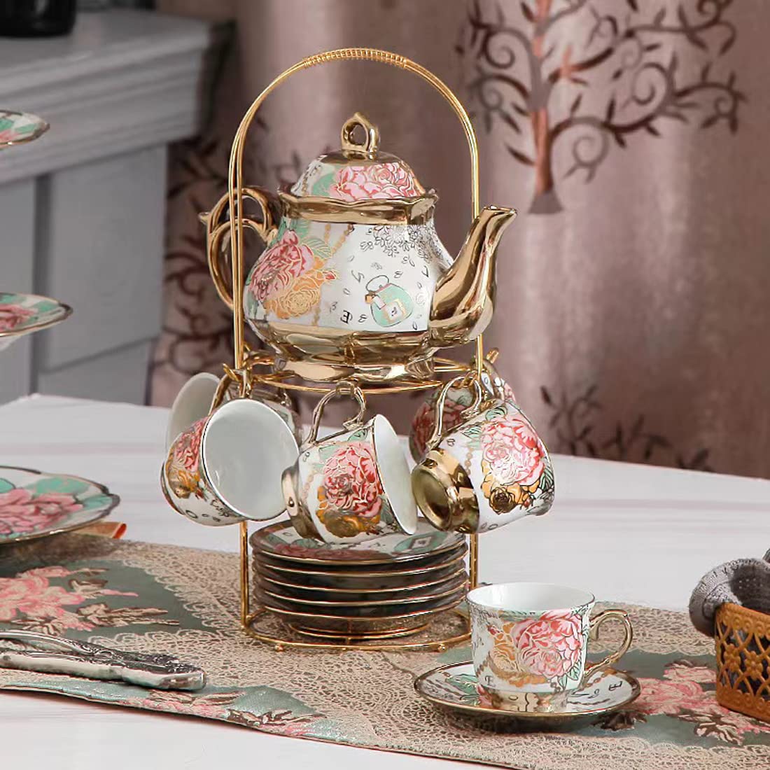 CHANJOON juego de seis tazas doradas, ideal para servir té o café en familia