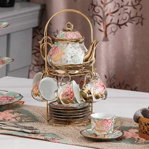 CHANJOON juego de seis tazas doradas, ideal para servir té o café en familia