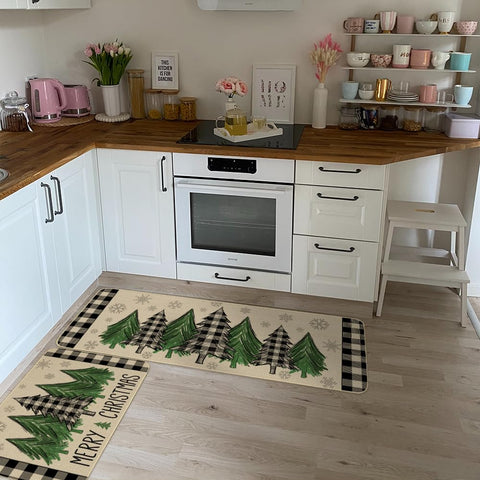 Chaomengmeng alfombra de cocina con árbol de Navidad, color y textura cálida para el recibidor.