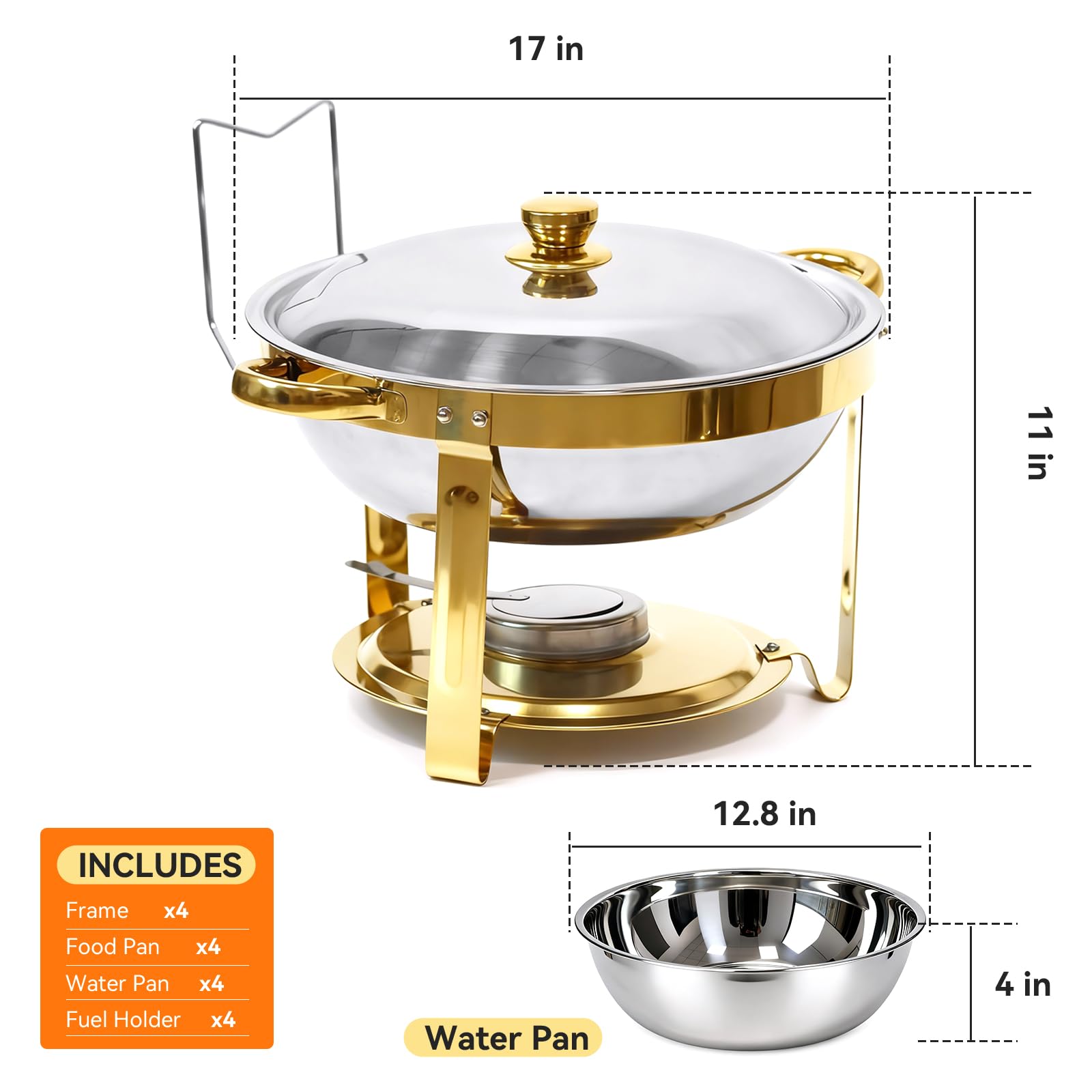 Charcofire chafer dorado tapa: mantiene la comida caliente de forma estable.