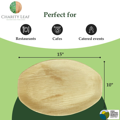 Charity Leaf: bandeja palma 15x10 para bodas, elegante y práctica