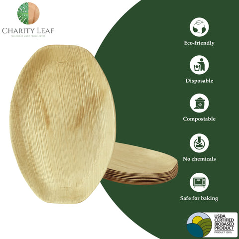 Charity Leaf: bandeja palma 15x10, textura natural para presentaciones sostenibles