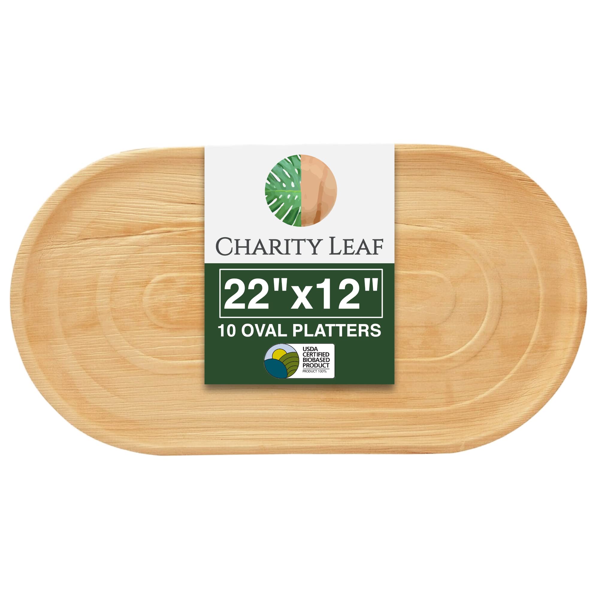 Charity Leaf bandeja palma 22x12 para presentaciones elegantes al aire libre